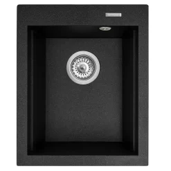 Zlewozmywak czarny NOTUS 39x48 cm + deska kuchenna i dzbanek z filrem