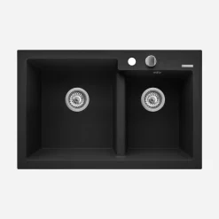 Zlewozmywak czarny VOLCANO IRYS 79x51 cm