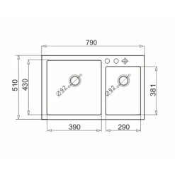 Zlewozmywak czarny VOLCANO IRYS 79x51 cm