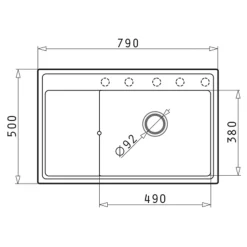 Zlewozmywak czarny z wkładką ociekową prawy ARES 79x50 cm + korkociąg