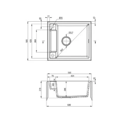 Zlewozmywak granitowy 1-komorowy MAGNETIC ZRM N103 czarny mat