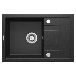 Zlewozmywak granitowy z ociekaczem czarny CORIO