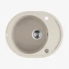 Zlewozmywak jednokomorowy okrągły z półociekaczem beżowy 58x47 cm LAVEO BOS