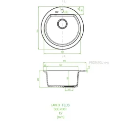 Zlewozmywak jednokomorowy 51x51 cm LAVEO FLOS okrągły czarny granitowy