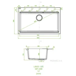 Zlewozmywak jednokomorowy z dużą komorą LAVEO VIR 80x50 cm szary kamienny