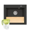 Zlewozmywak karbon NOTUS 57x51,5 cm + deska kuchenna i dzbanek z filrem
