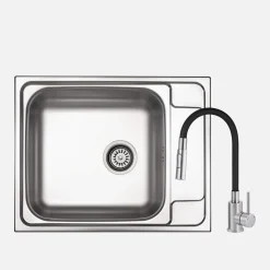 Zlewozmywak stalowy SOUL 63x50 SATYNA z baterią wielofunkcyjną LUNO