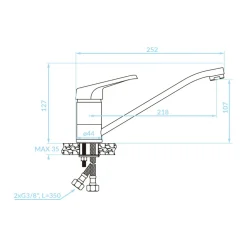 Zlewozmywak stalowy z baterią VITA 47,5x47,5 cm