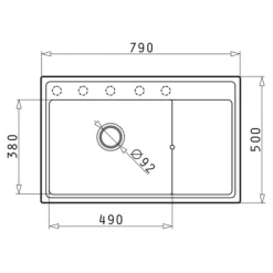 Zlewozmywak volcano z wkładką ociekową lewy ARES 79x50 cm + korkociąg