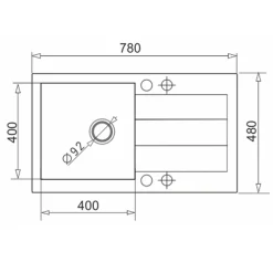 Zlewozmywak z baterią czarno-srebrną HEROS 78x48 cm