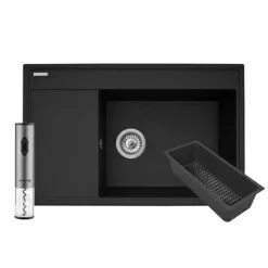 Zlewozmywak z wkładką ociekową prawy volcano ARES 79x50 cm + korkociąg