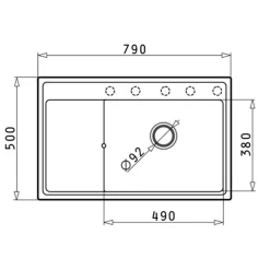 Zlewozmywak z wkładką ociekową prawy volcano ARES 79x50 cm + korkociąg