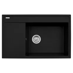 Zlewozmywak z wkładką ociekową prawy karbon ARES 79x50 cm + korkociąg