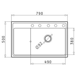 Zlewozmywak z wkładką ociekową prawy karbon ARES 79x50 cm + korkociąg