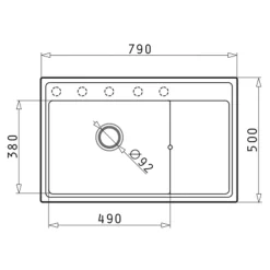 Zlewozmywak z wkładką ociekową lewy karbon ARES 79x50 cm + korkociąg