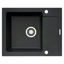 Zlewozmywak ZEFIR z baterią HERA czarny 62x50 cm + Pyra Clean