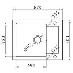 Zlewozmywak ZEFIR z baterią HERA czarny 62x50 cm + Pyra Clean