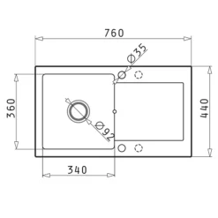 Zlewozmywak ZEFIR z baterią HERA beż piaskowy 76x44 cm + Pyra Clean