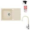 Zlewozmywak ZEFIR z baterią HERA beż piaskowy 79x50 cm + Pyra Clean
