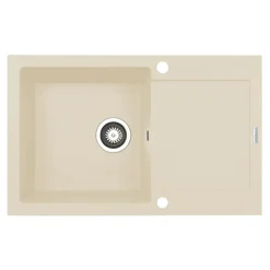 Zlewozmywak ZEFIR z baterią HERA beż piaskowy 79x50 cm + Pyra Clean