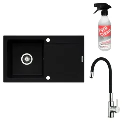 Zlewozmywak ZEFIR z baterią HERA volcano 79x50 cm + Pyra Clean