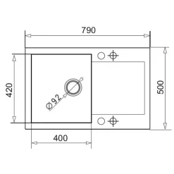 Zlewozmywak ZEFIR z baterią HERA volcano 79x50 cm + Pyra Clean