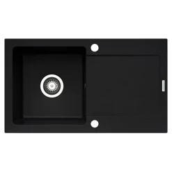 Zlewozmywak ZEFIR z baterią HERA karbon 76x44 cm + Pyra Clean