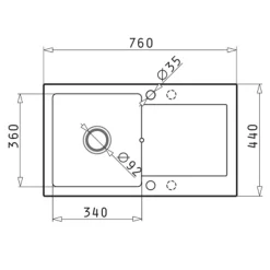 Zlewozmywak ZEFIR z baterią HERA karbon 76x44 cm + Pyra Clean