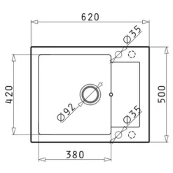 Zlewozmywak ZEFIR z baterią HERA volcano 62x50 cm + Pyra Clean